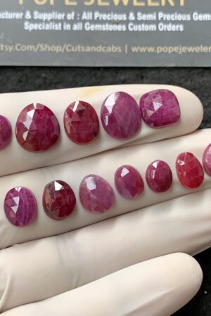 Natural Ruby Gemstone Rose Cut Mix Shape Cabochon High Quality Loose Gemstones For Jewelry Making 7-13 MM Size 12 Pcs V2597