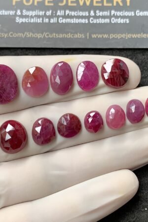 Natural Ruby Gemstone Rose Cut Mix Shape Cabochon High Quality Loose Gemstones For Jewelry Making 8-12 MM Size 12 Pcs V2598