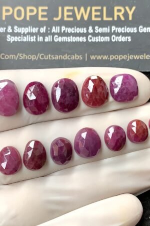 Natural Ruby Gemstone Rose Cut Mix Shape Cabochon High Quality Loose Gemstones For Jewelry Making 8-12 MM Size 12 Pcs V2599