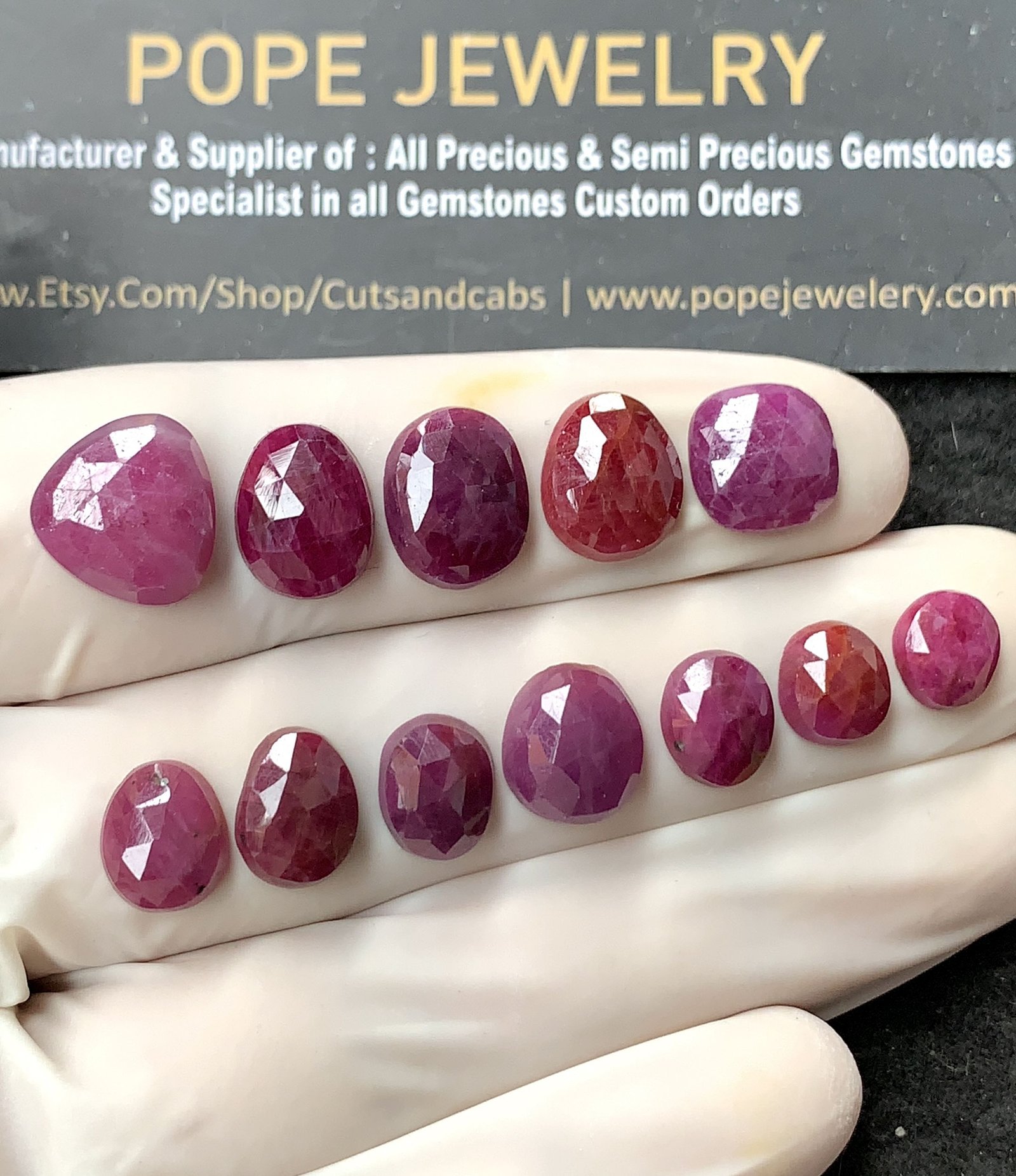 Natural Ruby Gemstone Rose Cut Mix Shape Cabochon High Quality Loose Gemstones For Jewelry Making 8-12 MM Size 12 Pcs V2599