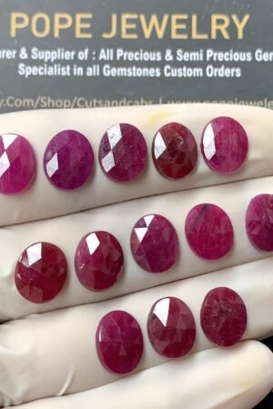 Natural Ruby Gemstone Rose Cut Mix Shape Cabochon High Quality Loose Gemstones For Jewelry Making 8-14 MM Size 12 Pcs V2600