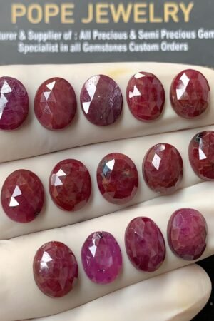 Natural Ruby Gemstone Rose Cut Oval Shape Cabochon High Quality Loose Gemstones For Jewelry Making 11x9 MM Size 14 Pcs V2603