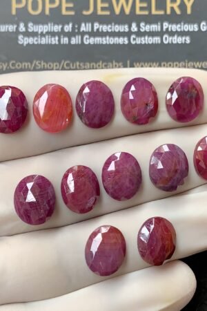 Natural Ruby Gemstone Rose Cut Oval Shape Cabochon High Quality Loose Gemstones For Jewelry Making 11x9 MM Size 12 Pcs V2604