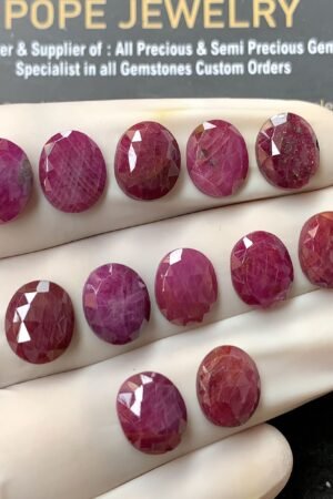 Natural Ruby Gemstone Rose Cut Oval Shape Cabochon High Quality Loose Gemstones For Jewelry Making 11x9 MM Size 12 Pcs V2605