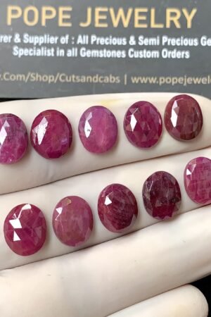 Natural Ruby Gemstone Rose Cut Oval Shape Cabochon High Quality Loose Gemstones For Jewelry Making 11x9 MM Size 10 Pcs V2607
