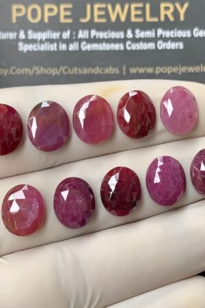 Natural Ruby Gemstone Rose Cut Oval Shape Cabochon High Quality Loose Gemstones For Jewelry Making 11x9 MM Size 10 Pcs V2608