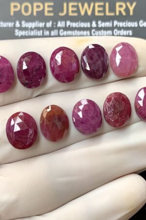 Natural Ruby Gemstone Rose Cut Oval Shape Cabochon High Quality Loose Gemstones For Jewelry Making 11x9 MM Size 10 Pcs V2609