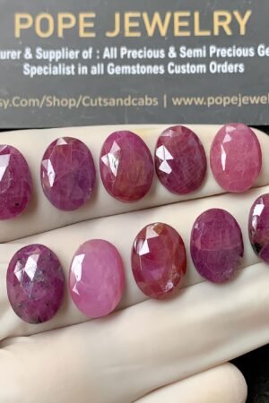 Natural Ruby Gemstone Rose Cut Oval Shape Cabochon High Quality Loose Gemstones For Jewelry Making 14x10 MM Size 10 Pcs V2610