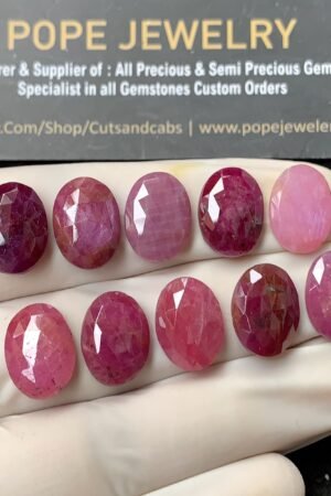 Natural Ruby Gemstone Rose Cut Oval Shape Cabochon High Quality Loose Gemstones For Jewelry Making 14x10 MM Size 10 Pcs V2611