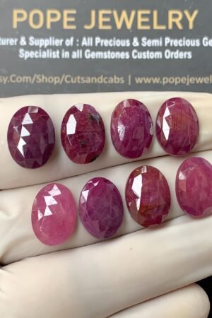 Natural Ruby Gemstone Rose Cut Oval Shape Cabochon High Quality Loose Gemstones For Jewelry Making 14x10 MM Size 8 Pcs V2612