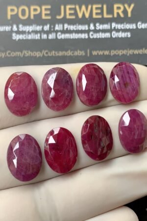 Natural Ruby Gemstone Rose Cut Oval Shape Cabochon High Quality Loose Gemstones For Jewelry Making 14x10 MM Size 8 Pcs V2613