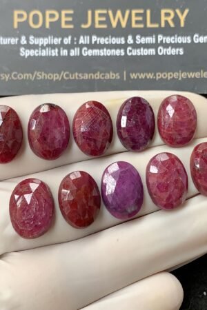 Natural Ruby Gemstone Rose Cut Oval Shape Cabochon High Quality Loose Gemstones For Jewelry Making 14x10 MM Size 10 Pcs V2614