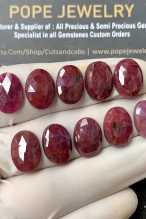 Natural Ruby Gemstone Rose Cut Oval Shape Cabochon High Quality Loose Gemstones For Jewelry Making 14x10 MM Size 10 Pcs V2615