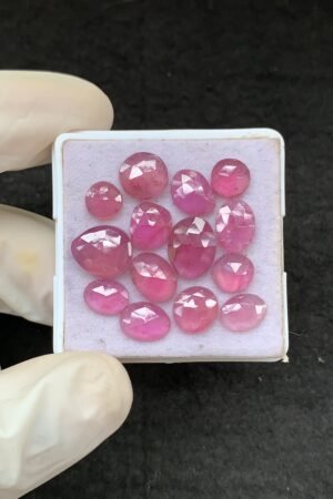 Natural Pink Sapphire Gemstone Rose Cut Fancy Shape Cabochon High Quality Loose Gemstones For Jewelry Making 7-11 MM Size 14 Pcs V2616