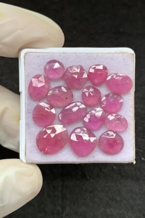 Natural Pink Sapphire Gemstone Rose Cut Fancy Shape Cabochon High Quality Loose Gemstones For Jewelry Making 7-11 MM Size 15 Pcs V2617