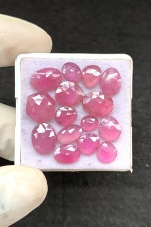 Natural Pink Sapphire Gemstone Rose Cut Fancy Shape Cabochon High Quality Loose Gemstones For Jewelry Making 7-11 MM Size 15 Pcs V2618