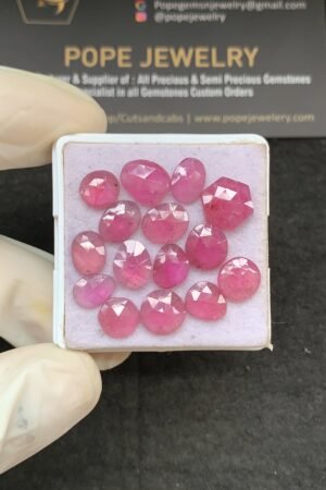 Natural Pink Sapphire Gemstone Rose Cut Fancy Shape Cabochon High Quality Loose Gemstones For Jewelry Making 8-9 MM Size 15 Pcs V2619