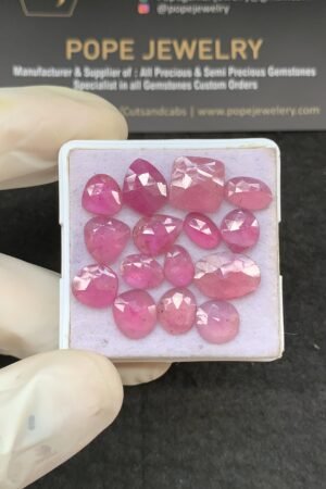 Natural Pink Sapphire Gemstone Rose Cut Fancy Shape Cabochon High Quality Loose Gemstones For Jewelry Making 8-12 MM Size 15 Pcs V2620
