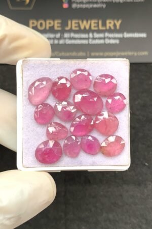 Natural Pink Sapphire Gemstone Rose Cut Fancy Shape Cabochon High Quality Loose Gemstones For Jewelry Making 8-11 MM Size 15 Pcs V2621
