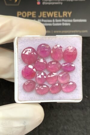 Natural Pink Sapphire Gemstone Rose Cut Fancy Shape Cabochon High Quality Loose Gemstones For Jewelry Making 7-10 MM Size 15 Pcs V2622