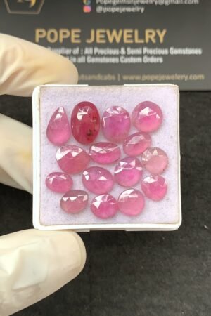 Natural Pink Sapphire Gemstone Rose Cut Fancy Shape Cabochon High Quality Loose Gemstones For Jewelry Making 8-12 MM Size 15 Pcs V2623