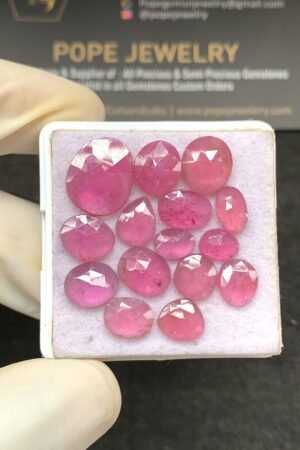 Natural Pink Sapphire Gemstone Rose Cut Fancy Shape Cabochon High Quality Loose Gemstones For Jewelry Making 7-14 MM Size 15 Pcs V2624