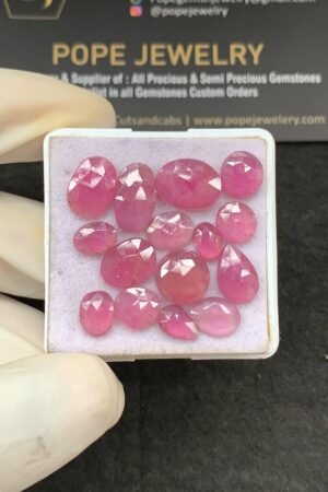 Natural Pink Sapphire Gemstone Rose Cut Fancy Shape Cabochon High Quality Loose Gemstones For Jewelry Making 7-12 MM Size 15 Pcs V2625