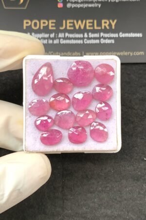 Natural Pink Sapphire Gemstone Rose Cut Fancy Shape Cabochon High Quality Loose Gemstones For Jewelry Making 8-14 MM Size 15 Pcs V2626