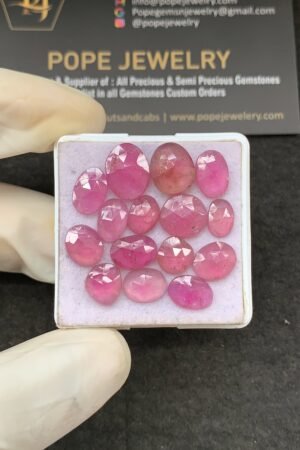 Natural Pink Sapphire Gemstone Rose Cut Fancy Shape Cabochon High Quality Loose Gemstones For Jewelry Making 8-12 MM Size 15 Pcs V2627