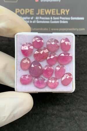 Natural Pink Sapphire Gemstone Rose Cut Fancy Shape Cabochon High Quality Loose Gemstones For Jewelry Making 8-11 MM Size 15 Pcs V2628