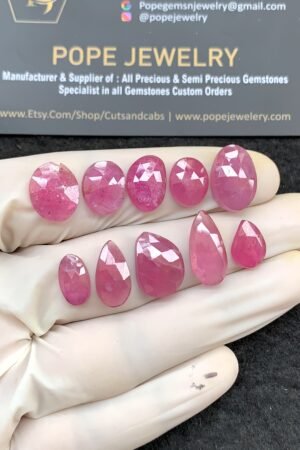 Natural Pink Sapphire Gemstone Rose Cut Fancy Shape Cabochon High Quality Loose Gemstones For Jewelry Making 12-18 MM Size 10 Pcs V2630