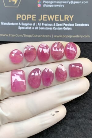 Natural Pink Sapphire Gemstone Rose Cut Fancy Shape Cabochon High Quality Loose Gemstones For Jewelry Making 10-16 MM Size 10 Pcs V2631