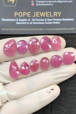 Natural Pink Sapphire Gemstone Rose Cut Fancy Shape Cabochon High Quality Loose Gemstones For Jewelry Making 11-17 MM Size 11 Pcs V2632