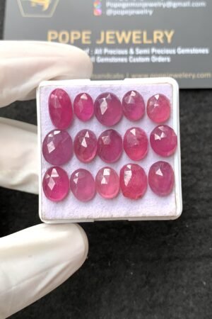 Natural Pink Sapphire Gemstone Rose Cut Fancy Shape Cabochon High Quality Loose Gemstones For Jewelry Making 8-11 MM Size 15 Pcs V2634