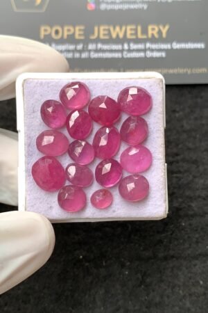 Natural Pink Sapphire Gemstone Rose Cut Fancy Shape Cabochon High Quality Loose Gemstones For Jewelry Making 6-10 MM Size 16 Pcs V2635