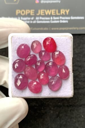 Natural Pink Sapphire Gemstone Rose Cut Fancy Shape Cabochon High Quality Loose Gemstones For Jewelry Making 8-10 MM Size 15 Pcs V2636