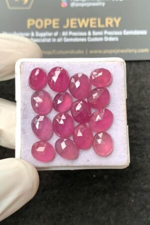 Natural Pink Sapphire Gemstone Rose Cut Fancy Shape Cabochon High Quality Loose Gemstones For Jewelry Making 8-10 MM Size 15 Pcs V2637
