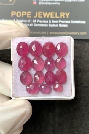 Natural Pink Sapphire Gemstone Rose Cut Fancy Shape Cabochon High Quality Loose Gemstones For Jewelry Making 6-10 MM Size 15 Pcs V2639