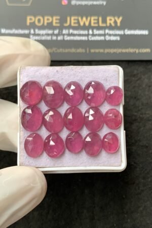 Natural Pink Sapphire Gemstone Rose Cut Fancy Shape Cabochon High Quality Loose Gemstones For Jewelry Making 8-10 MM Size 15 Pcs V2640
