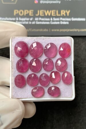 Natural Pink Sapphire Gemstone Rose Cut Fancy Shape Cabochon High Quality Loose Gemstones For Jewelry Making 8-10 MM Size 15 Pcs V2641