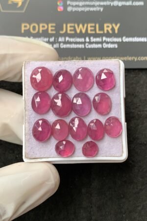 Natural Pink Sapphire Gemstone Rose Cut Fancy Shape Cabochon High Quality Loose Gemstones For Jewelry Making 7-10 MM Size 15 Pcs V2642