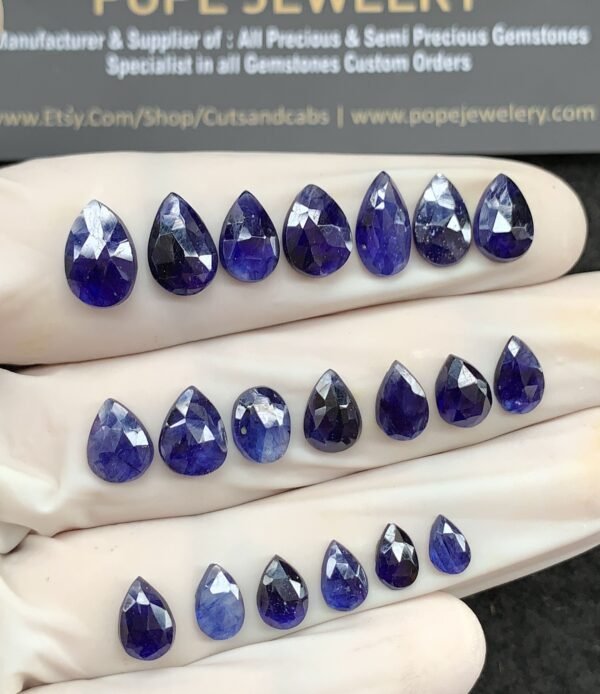 Natural Blue Sapphire Gemstone Rose Cut Mix Shape Cabochon High Quality Loose Gemstones For Jewelry Making 6-11 MM Size 20 Pcs V2645