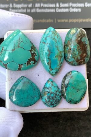 Natural Tibetan Turquoise Gemstone Smooth Mix Shape Cabochon High Quality Loose Gemstones For Jewelry Making 14-24 MM Size 6 Pcs V2665