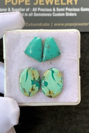 Natural Tibetan Turquoise Gemstone Smooth Pear Shape Cabochon High Quality Loose Gemstones For Jewelry Making 13-16 MM Size 2 Pair V2679