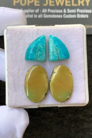 Natural Tibetan Turquoise Gemstone Smooth Pear Shape Cabochon High Quality Loose Gemstones For Jewelry Making 13-18 MM Size 2 Pair V2681