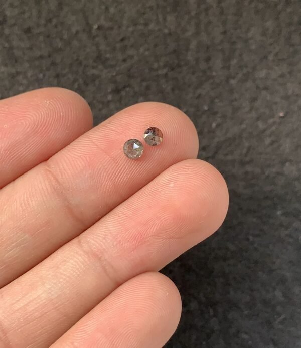 Natural Salt And Paper Diamond Gemstone Rose Cut Round Shape Cabochon High Quality Loose Gemstones For Jewelry Making 3-4 MM Size 2 Pcs SM23918 - Image 2