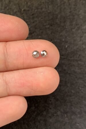 Natural Salt And Paper Diamond Gemstone Rose Cut Round Shape Cabochon High Quality Loose Gemstones For Jewelry Making 3-4 MM Size 2 Pcs SM23918