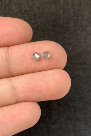 Natural Salt And Paper Diamond Gemstone Rose Cut Round Shape Cabochon High Quality Loose Gemstones For Jewelry Making 3-4 MM Size 2 Pcs SM23919