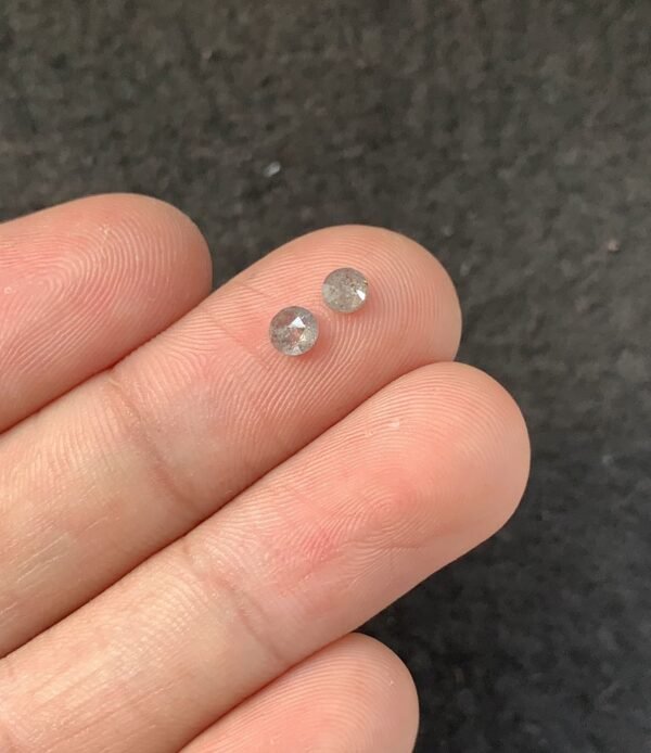 Natural Salt And Paper Diamond Gemstone Rose Cut Round Shape Cabochon High Quality Loose Gemstones For Jewelry Making 3-4 MM Size 2 Pcs SM23920 - Image 2