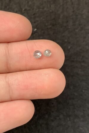 Natural Salt And Paper Diamond Gemstone Rose Cut Round Shape Cabochon High Quality Loose Gemstones For Jewelry Making 3-4 MM Size 2 Pcs SM23920